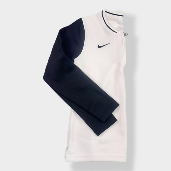 Nike‎ Dri-FIT Women's Zip-Neck Long Sleeve Training Top White Navy NWT - Picture 10 of 12